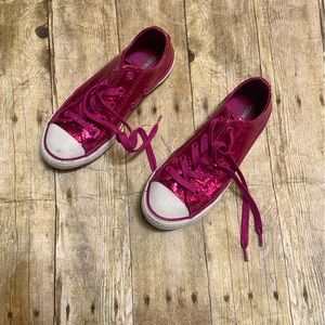 Pink glitter converse sneakers, like new
